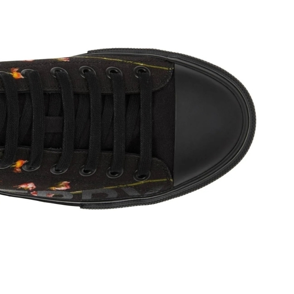 Burberry Unisex Larkhall Rose-Print Canvas Sneakers - Black NWT Size 12 - Picture 4 of 11